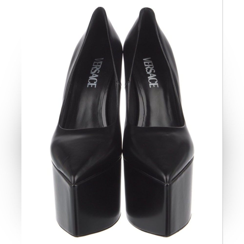 Versace Tempest Leather Platform high Heels.